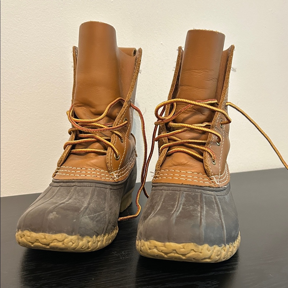 L.L. Bean Brown Leather & Dark Brown Rubber Duck Boot